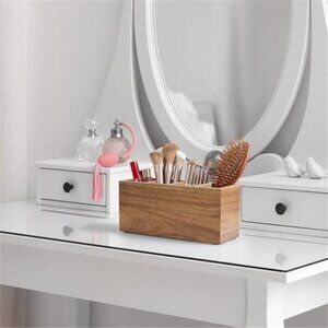 Makeup Organizer Acacia Wood Office Desk Organizer Pen Holder Utensil Holder